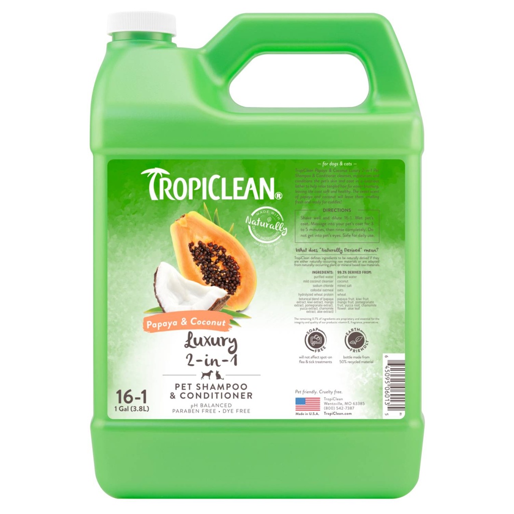 TropiClean 1g Papaya & Coconut SH 3,8 ltr.