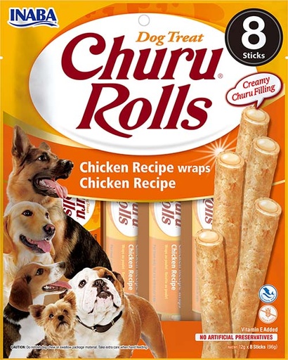 [FP70116] Inaba Dog Churu Rolls Wraps Chicken (8 x 8 x 12 gr.)