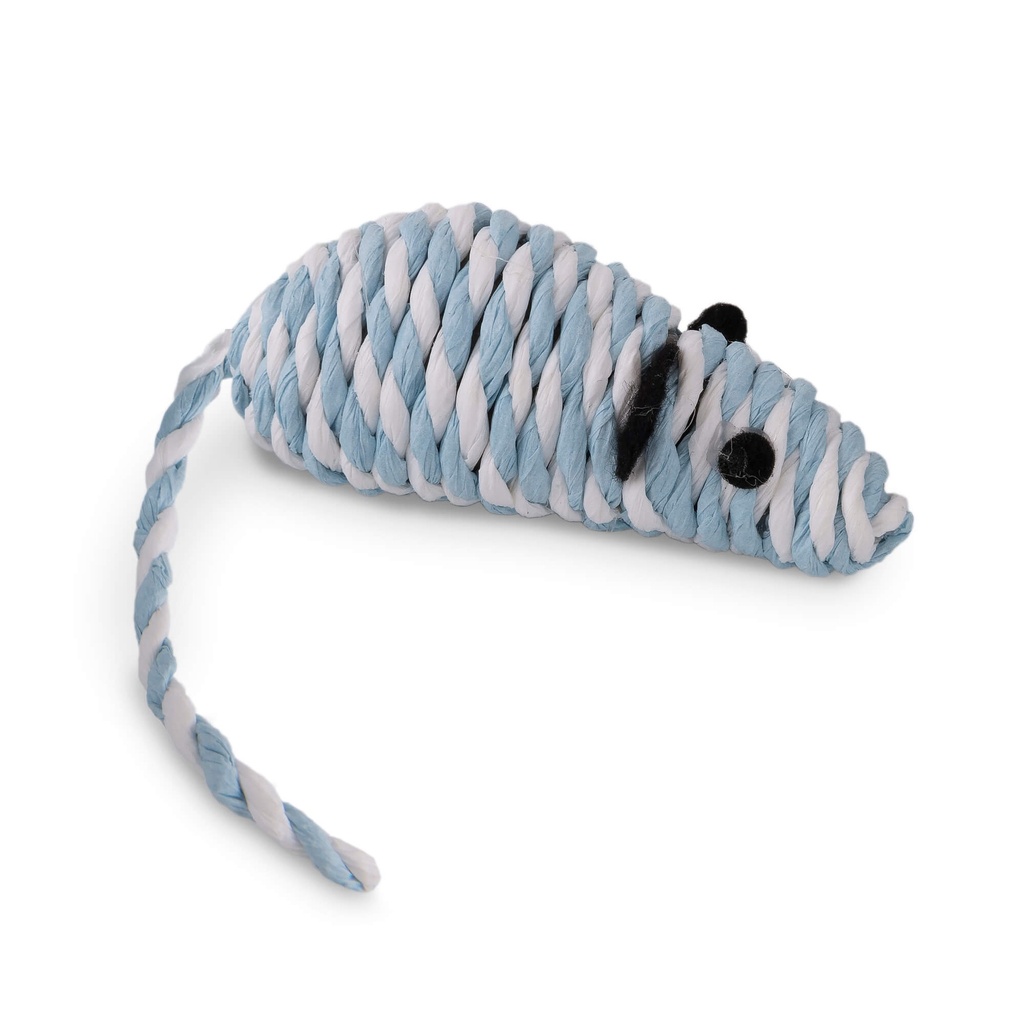 Rogz Paper Rope Mouse Blue/White 1 st.
