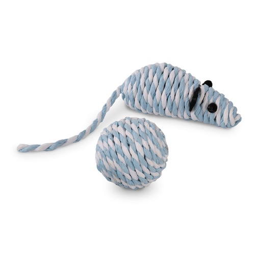 [RCTC291] Rogz Paper Rope Mouse Ball blue/white 1 st.