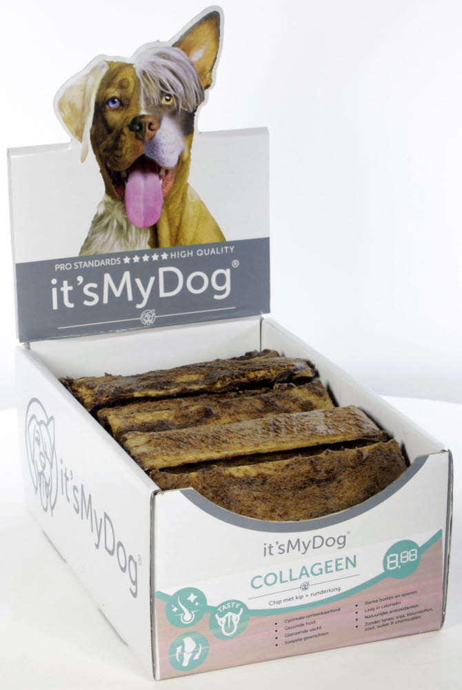 it's My Dog Collageen chip met Kip + Runderlong 5x15cm 64 x 1 st.