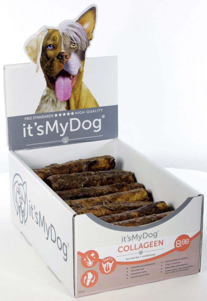 it's My Dog Collageen rol met kip + runderlong 15cm 27 x 1 st.