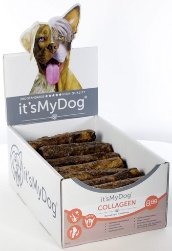 [IMD50102] it's My Dog Collageen rol met kip + runderlong 15cm 27 x 1 st.