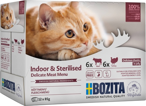 [BZ36751] Bozita Feline Pouch Indoor MP Meat in jelly (12 x 85 gr.)