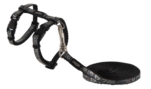 [RCLJ252A] Rogz Catz Sparklecat Tuig+Lijn (Black)