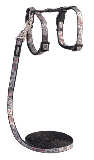 [RCLJ240A] Rogz Catz Sparklecat Tuig+Lijn (Black Cat, Extra Small)