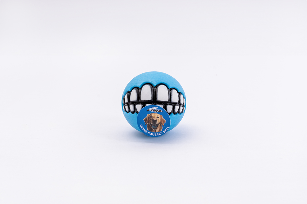 Rogz Toyz Grinz Squeaky Bal Box M Turq 15 x 1 st.