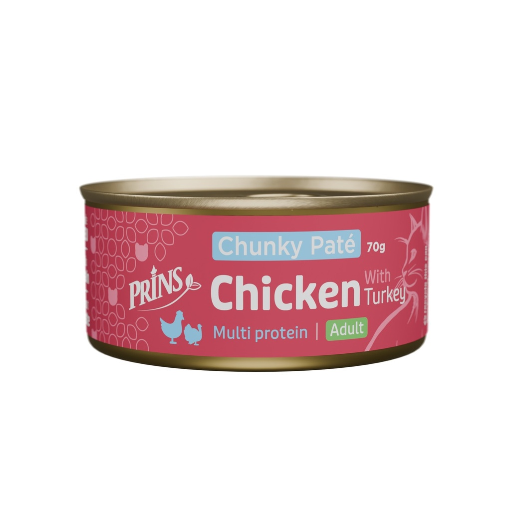 Prins Cat Wet Food Chicken With Turkey Chunky Paté (24 x70 gr.)
