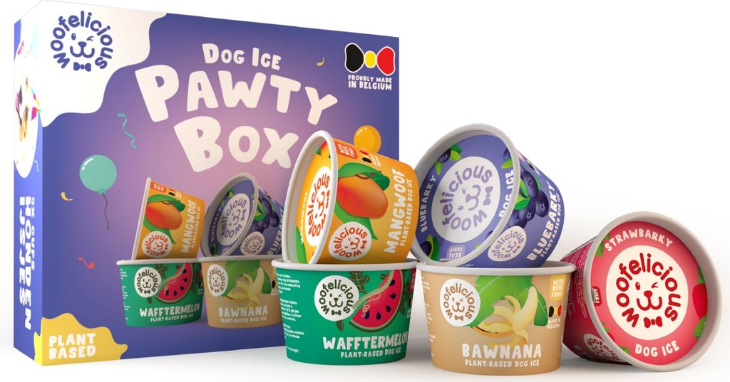 Woofelicious Hondenijs Party Box 5x5x100 ml.