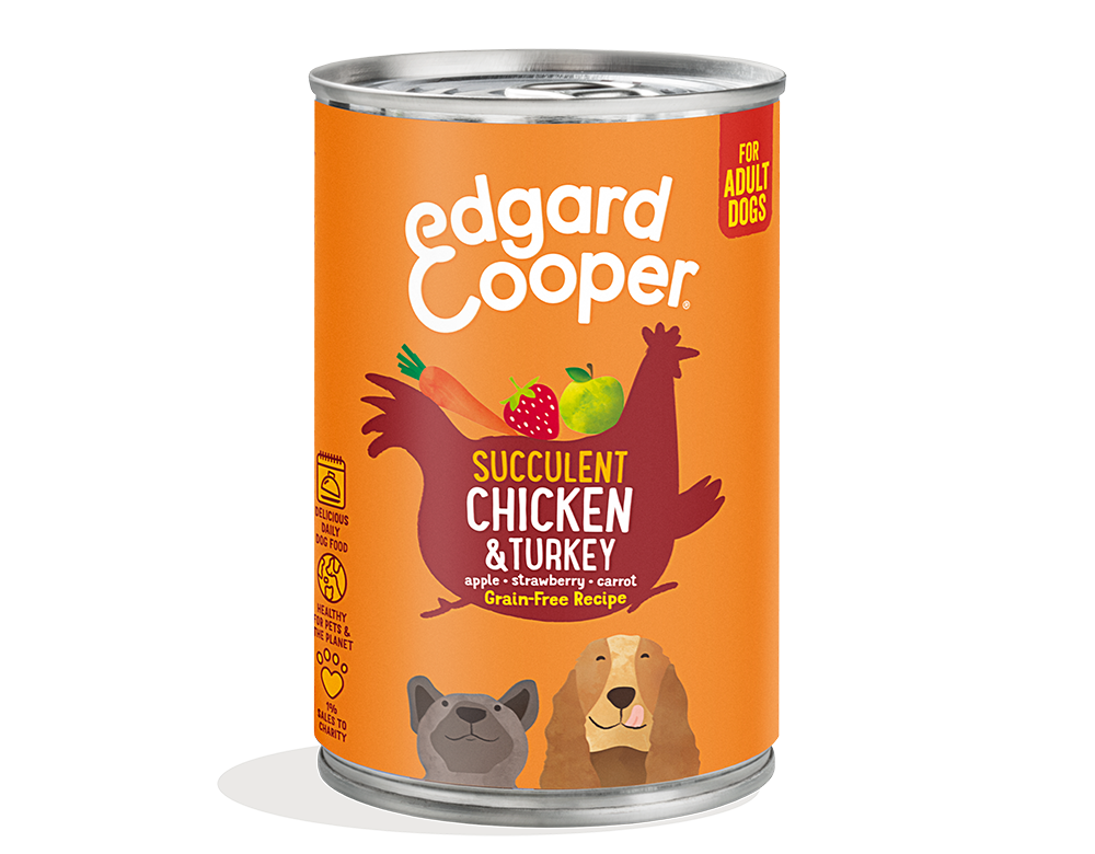 Edgard & Cooper Dog Adult Chicken & Turkey, Apple, Strawberry, Carrot 6 x 400 gr.