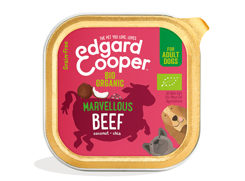 Edgard & Cooper Dog Adult Organic Beef, Coconut, Chia 17 x 100 gr.