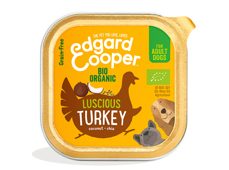 Edgard & Cooper Dog Adult Organic Turkey, Coconut, Chia 17 x 100 gr.