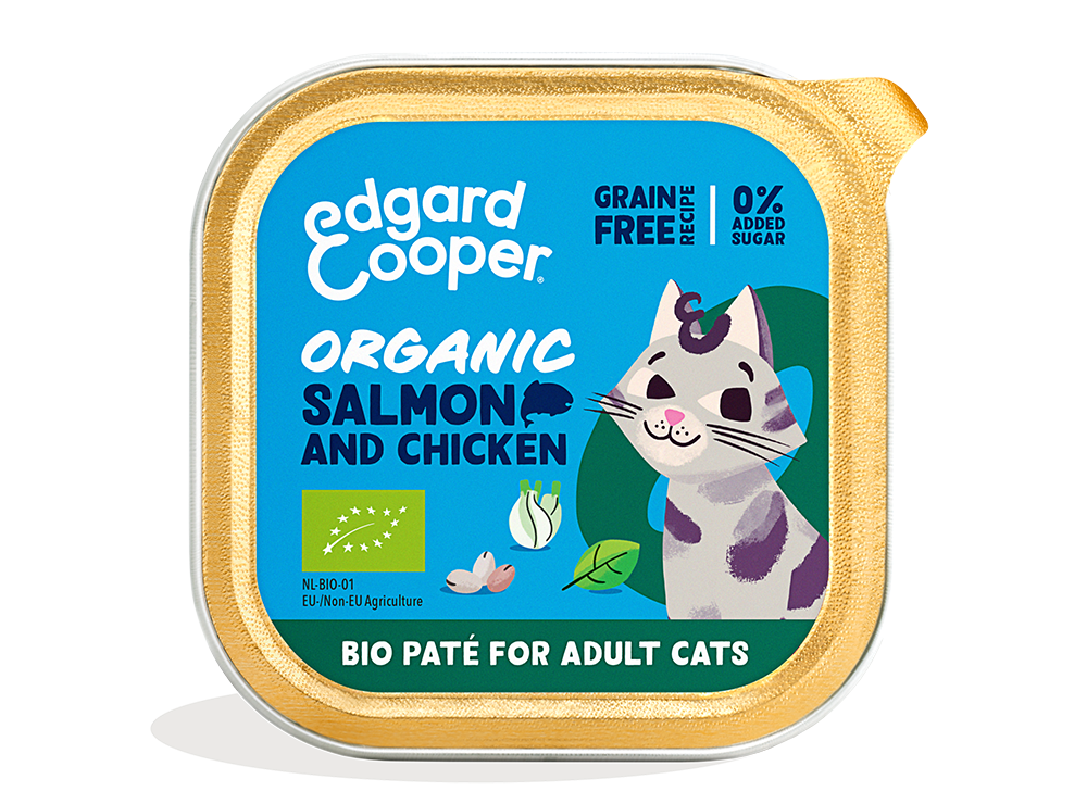 Edgard & Cooper Cat Adult Organic Salmon And Chicken Paté 16 x 85 gr.