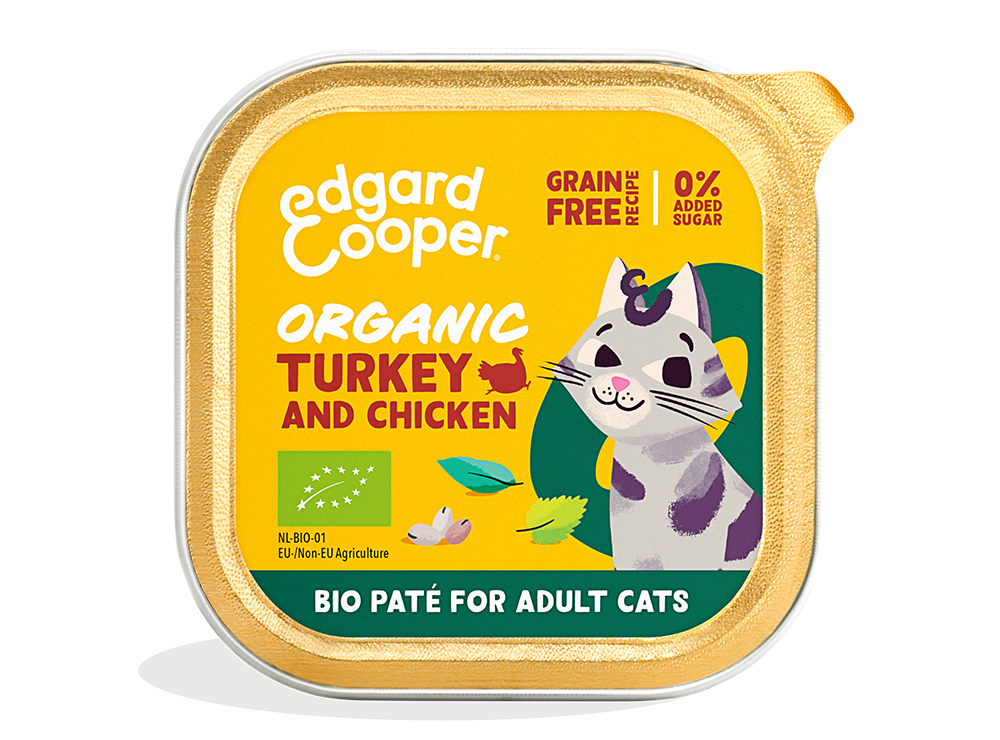 Edgard & Cooper Cat Adult Organic Turkey And Chicken Paté 16 x 85 gr.