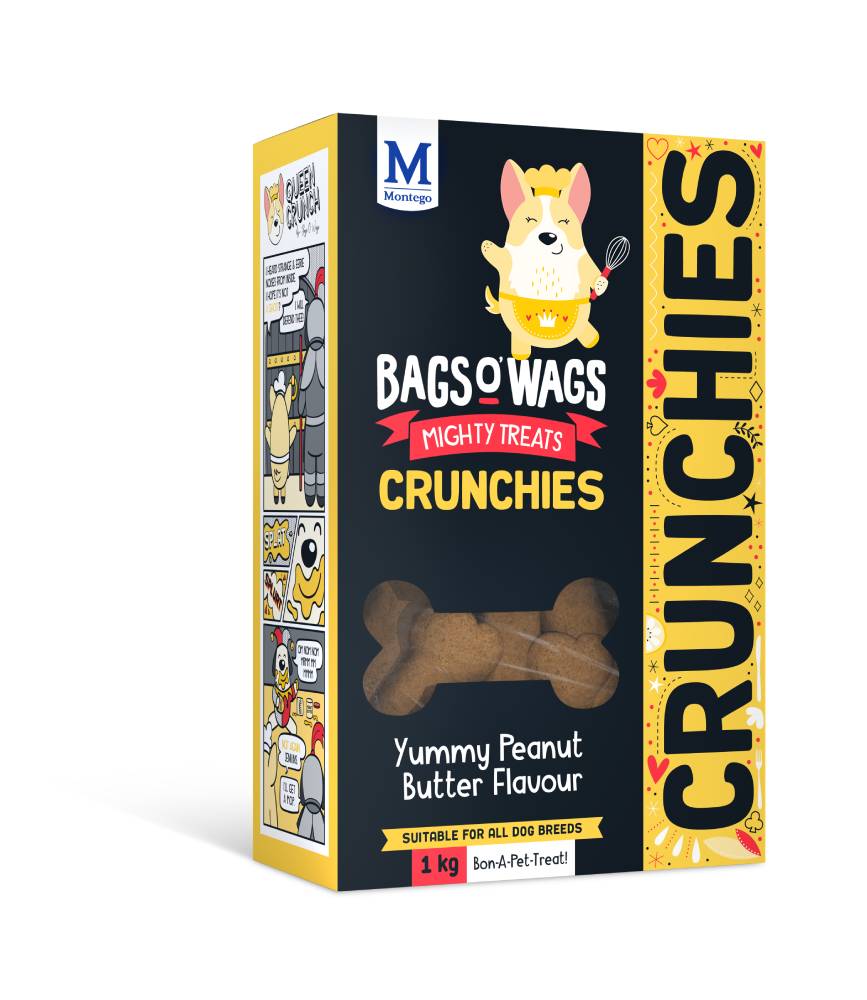 Montego Bags O' Wags Chrunchies Peanut Butter 6 x 1 kg.