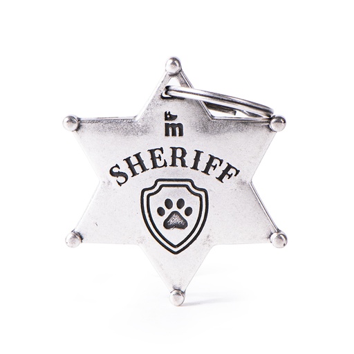 [MF21677] MyFamily Sheriff Star Bronx White Bronze Enameled