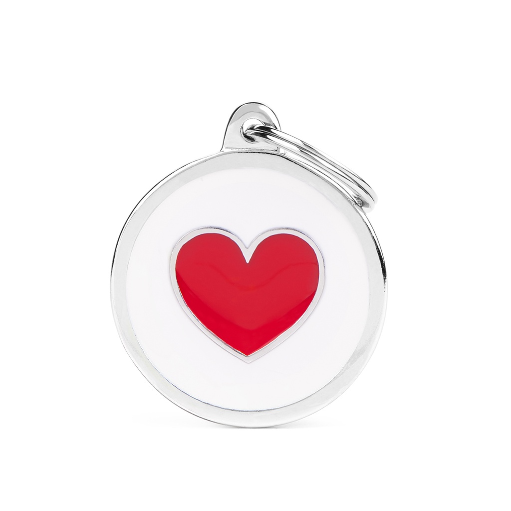 MyFamily White Big Circle Red Heart
