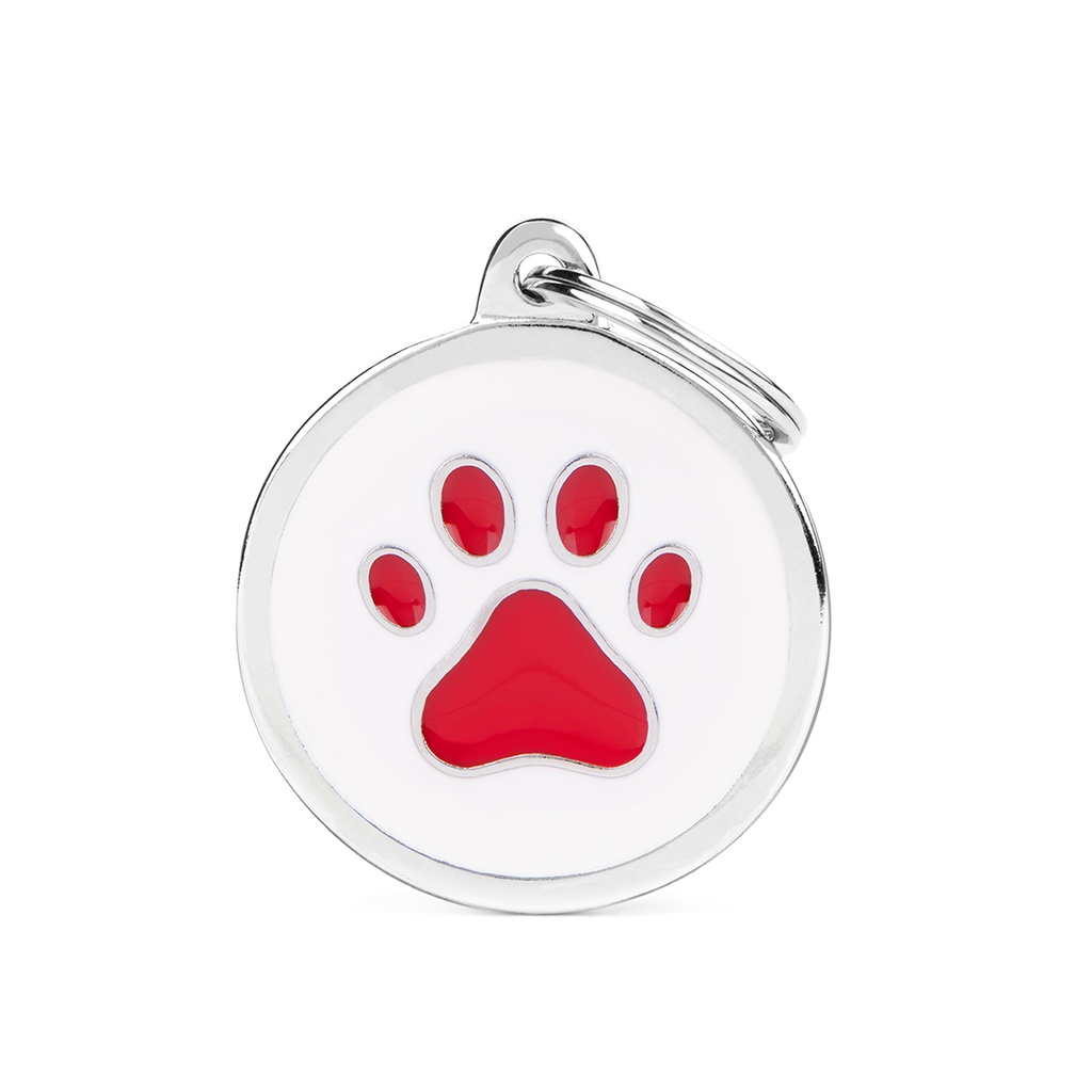 MyFamily White Big Circle Red Paw