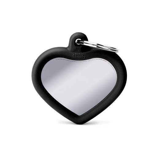[MF27444] MyFamily Chromed Heart With Black Rubber