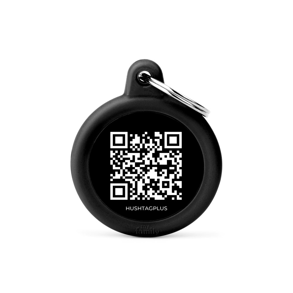 MyFamily Qrcode Aluminium Black Circle With Black Rubber
