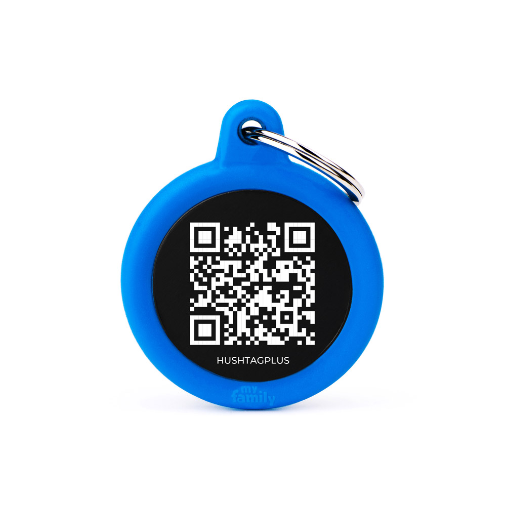 MyFamily Qrcode Aluminium Black Circle With Blue Rubber