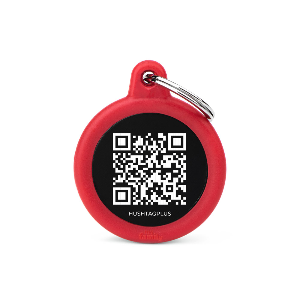 MyFamily Qrcode Aluminium Black Circle With Red Rubber