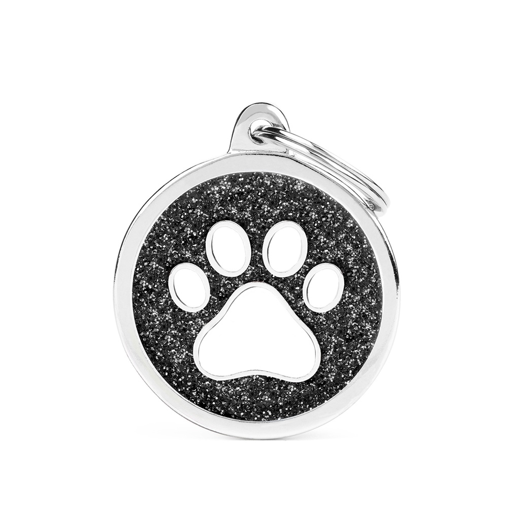 MyFamily Big Circle Black Glitter White Paw