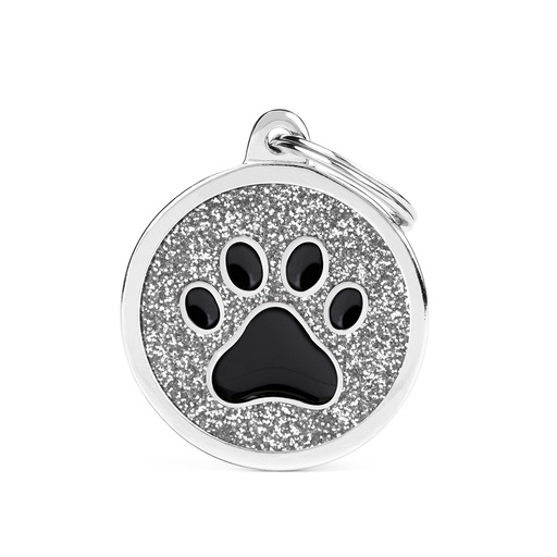 [MF27240] MyFamily Big Circle Grey Glitter Black Paw