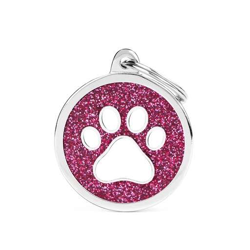 [MF27235] MyFamily Big Circle Pink Glitter White Paw