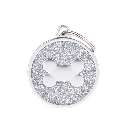 [MF85559] MyFamily Grey Glitter Circle Bone