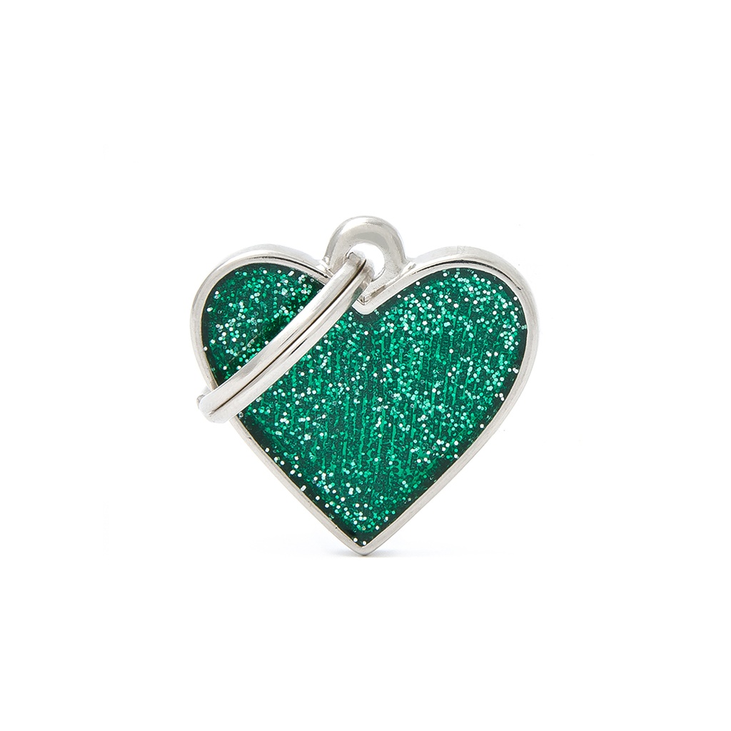 MyFamily Small Heart Glitter Green