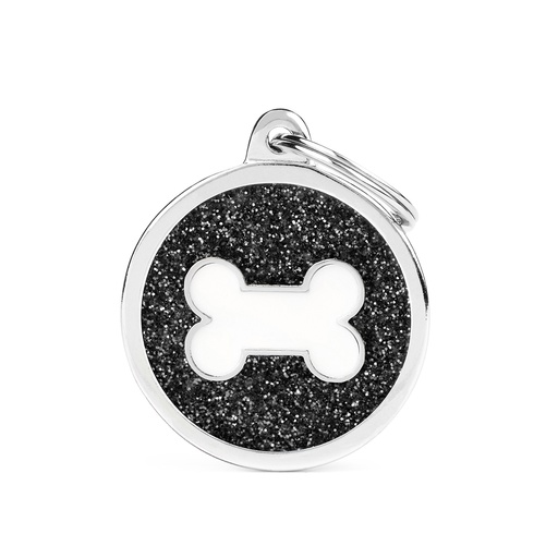 [MF27231] MyFamily Big Circle Black Glitter White Bone