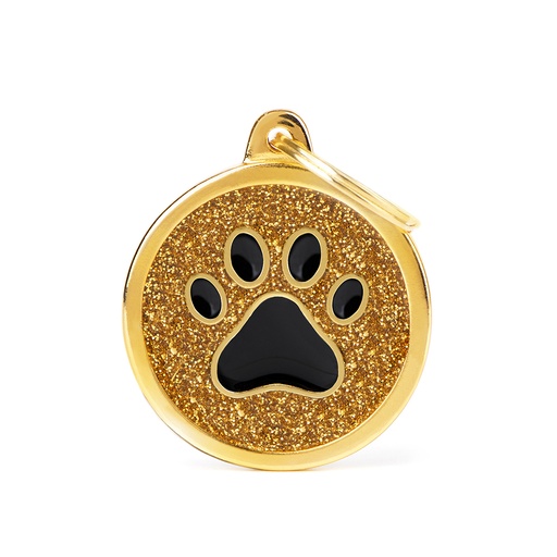 [MF27234] MyFamily Big Circle Gold Glitter Black Paw