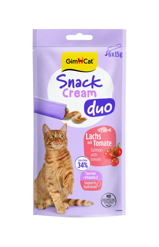 GimCat Snack Cream Duo Zalm Met Tomaat 6 x 15 gr.