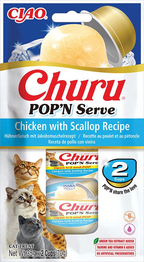 Inaba Churu Pop'N Serve Chicken Scallop (6 x 2 x 35 gr.)