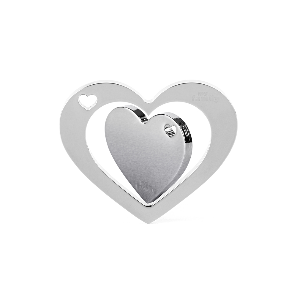 MyFamily Large Double Heart Chrome