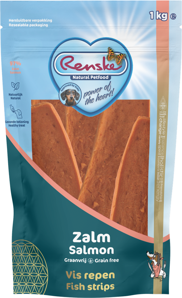 Renske GB Vleesrepen Hond Zalm 8 x 1 kg