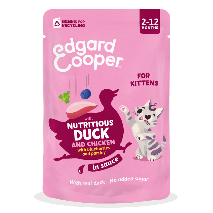 Edgard & Cooper Cat Kitten Pouch Duck Chicken 12 x 85 gr.
