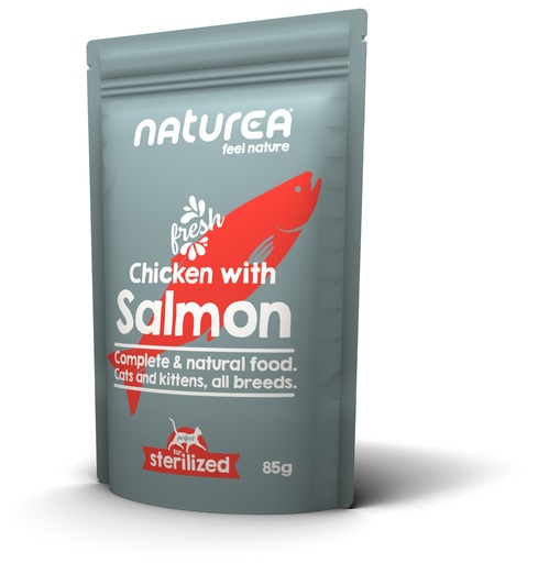 [NT37343] Naturea Cat Wet Food Chicken Salmon 12 x 85 gr.