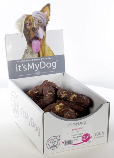 [IMD50030] It's My Dog Rawhide Donut Met Eend Groot 12 x 1 st.