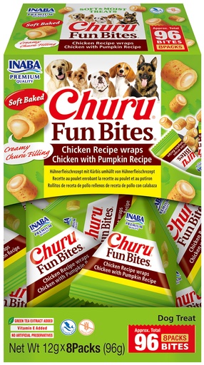 [FP73179] Inaba Dog Churu Fun Bites Chicken Wraps Chicken With Pumpkin 8 x 12 gr.