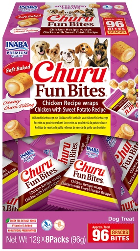 [FP73180] Inaba Dog Churu Fun Bites Chicken Wraps Chicken With Sweet Potato 8 x 12 gr.