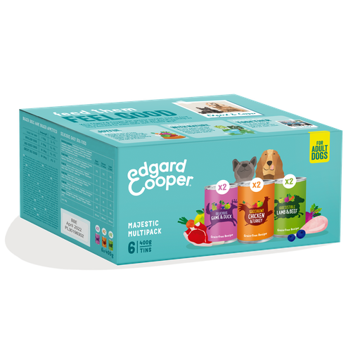 [EC14878] Edgard & Cooper Dog Adult Multipack (Game/Duck, Chicken/Turkey, Lamb/Beef) 6 x 400 gr. 