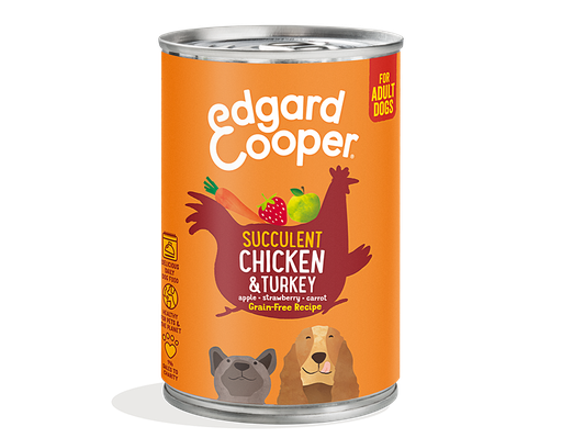 [EC48530] Edgard & Cooper Dog Adult Chicken & Turkey, Apple, Strawberry, Carrot 6 x 400 gr.