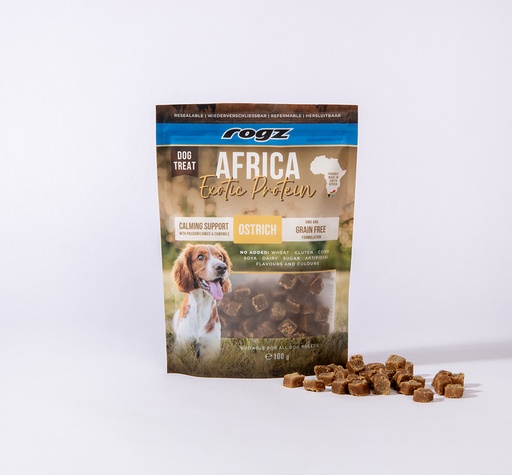 [RDTAEC100O] Rogz Dog Treat Calming Struisvogel 6 x 100 gr.
