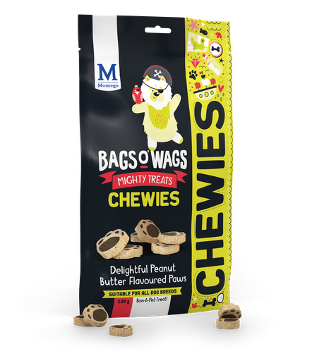 [MT62285] Montego Bags O' Wags Chewies Peanut Butter Paws 10 x 120 gr.