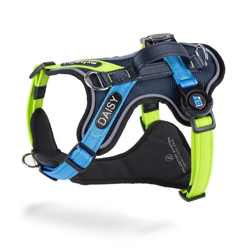 [MF81060] MyFamily H Harness Memopet ID Black, Green & Blue L