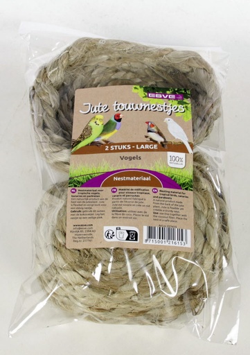 [E21615] ESVE Jute Touwnestjes Groot 2 st.
