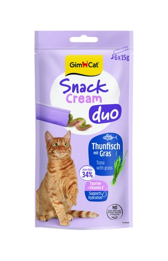 [GIM42247] GimCat Snack Cream Duo Tonijn Met Gras 6 x 15 gr.