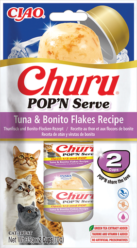 [FP73188] Inaba Churu Pop'N Serve Tuna & Bonito Flakes (6 x 2 x 35 gr.)